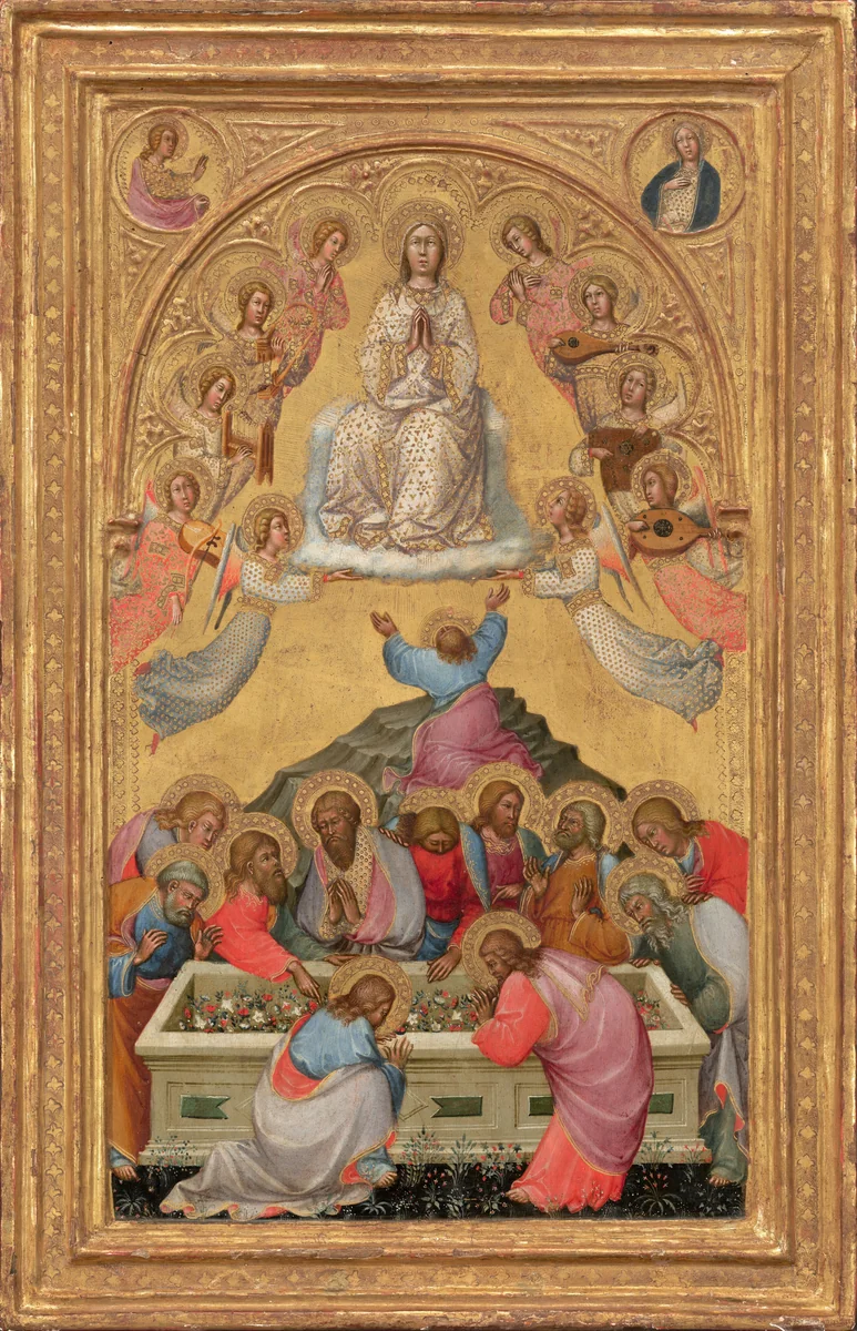 The Assumption of the Virgin with Busts of the Archangel Gabriel and the Virgin of the Annunciation by Paolo di Giovanni Fei, painting, 1400-1405