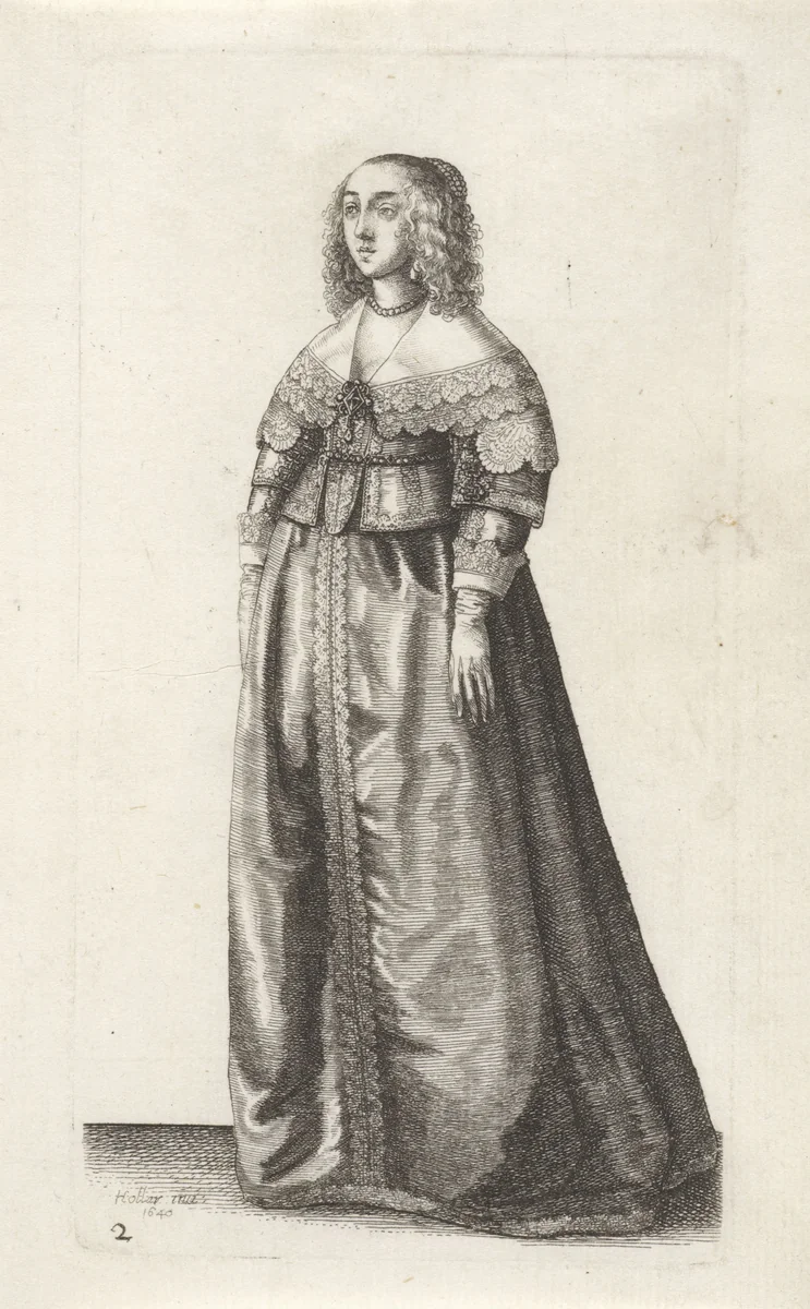 Ornatus Muliebris Anglicanus (De kleding van Engelse vrouwen) by Wenceslaus Hollar, print, 1640