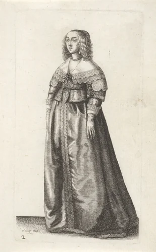 Ornatus Muliebris Anglicanus (De kleding van Engelse vrouwen) by Wenceslaus Hollar, print, 1640