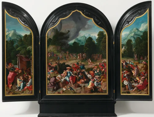 Worship of the Golden Calf by Lucas van Leyden, painting, 1530