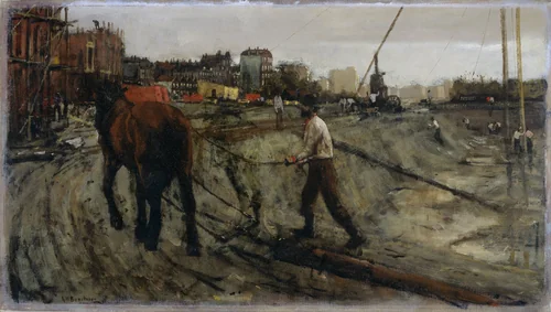 Bouwterrein in Amsterdam by George Hendrik Breitner, painting, 1900