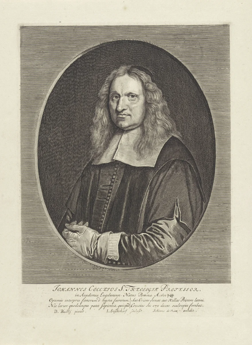 Portret van Johannes Cocceius met handschoenen by Unknown, print, 1668-1693