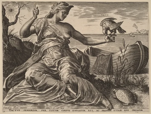 Tactus (Touch) by Cornelis Cort, print, 1561