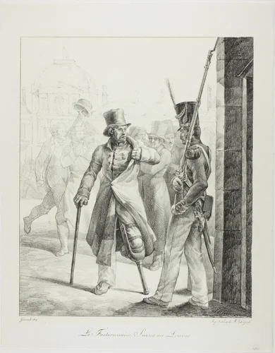 Swiss Sentry at the Louvre by Jean Louis André Théodore Géricault, print, 1819