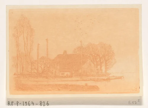 Huis aan het water in Oude Wetering by Wijnand Otto Jan Nieuwenkamp, print, 1901