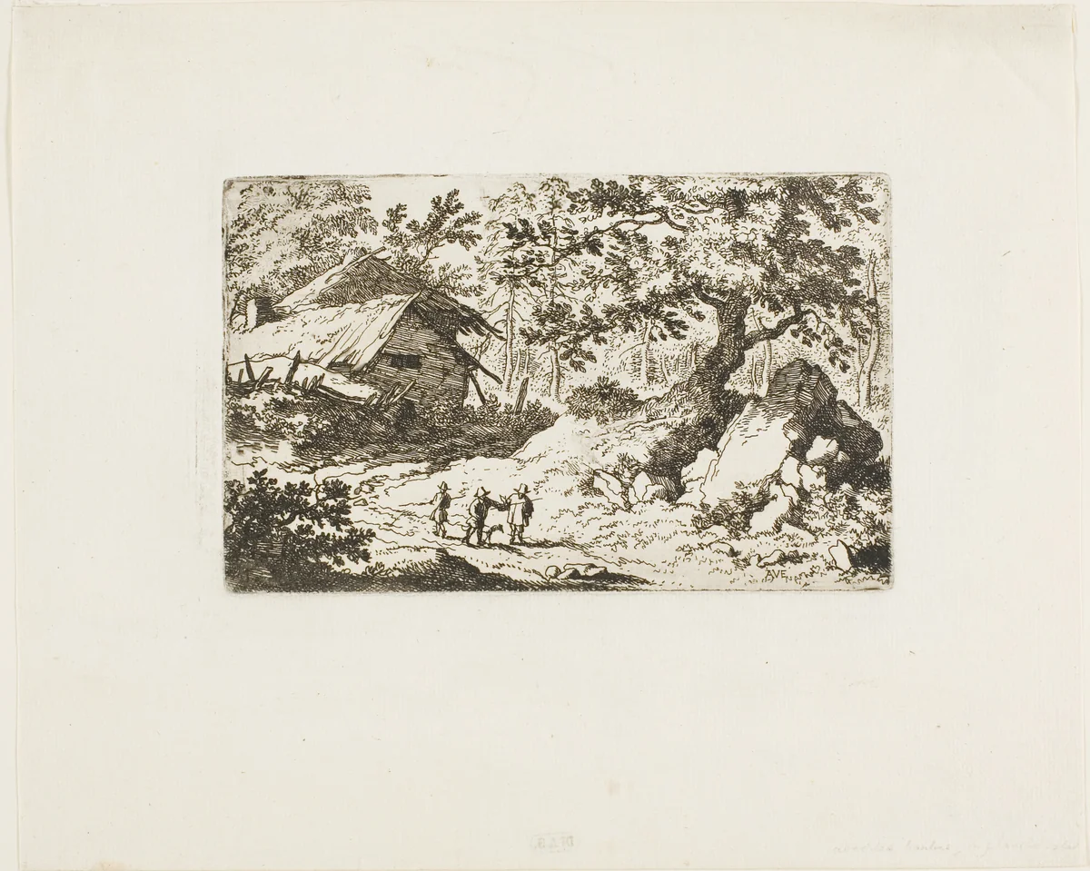 The Ruined Hut by Allart van Everdingen, print, 1641-1675