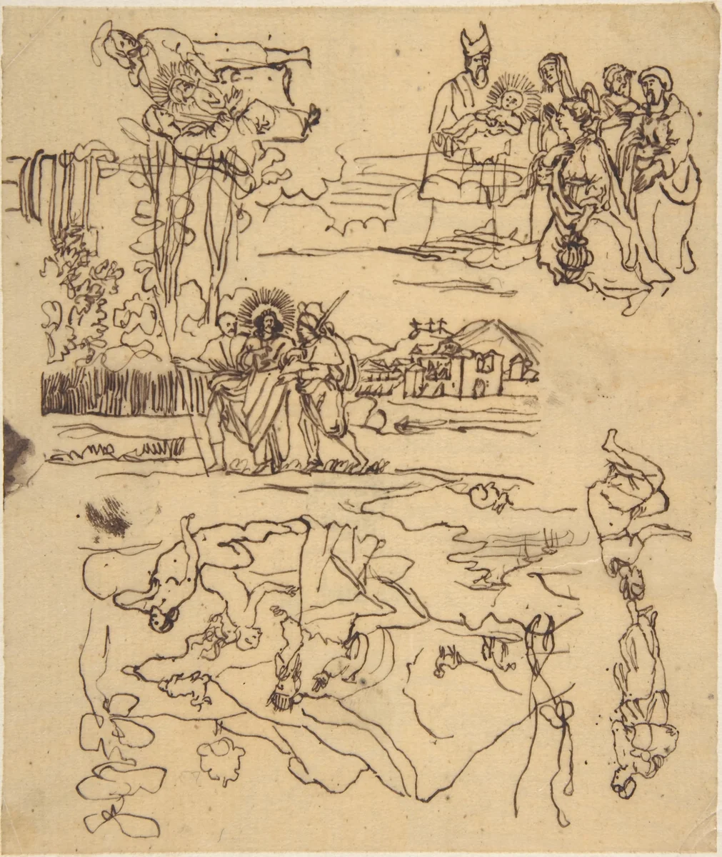 Sketches for Biblical Scenes by Rodolphe Bresdin, drawing, 1822-1885