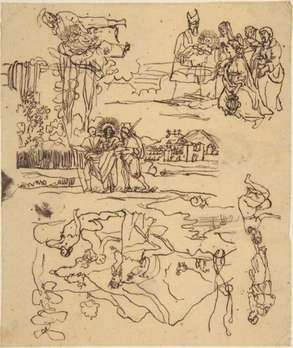 Sketches for Biblical Scenes by Rodolphe Bresdin, drawing, 1822-1885