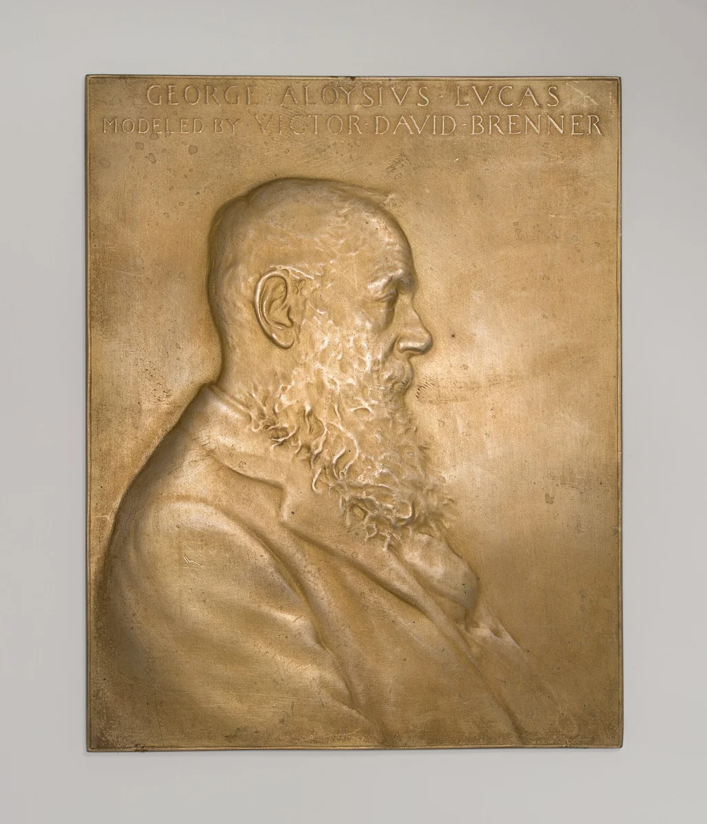 Plaque depicting George A. Lucas, Esq. by Victor David Brenner, metalwork, 1890-1908