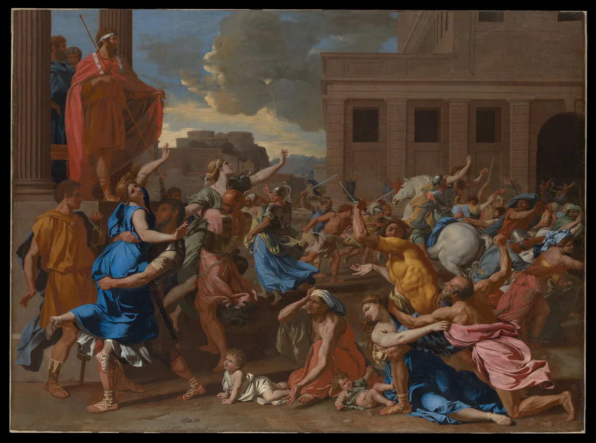 The Abduction of the Sabine Women by Nicolas Poussin, painting, 1633-1634