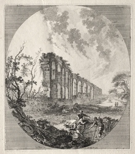Ancient Ruins: Ancient Aqueduct by Jean-Claude-Richard de Saint-Non, print, 1756