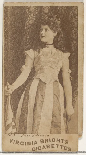 Card 663, Miss Johnson, from the Actors and Actresses series (N45, Type 1) for Virginia Brights Cigarettes by Allen & Ginter, photograph, 1885-1891
