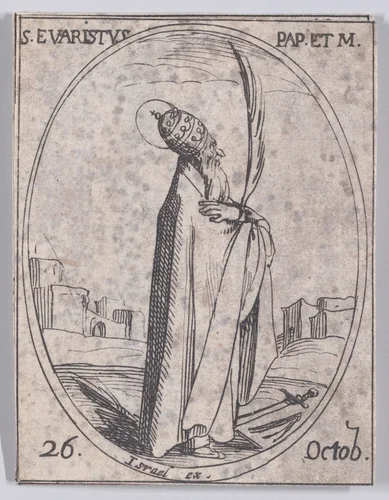 S. Evariste, pape et martyr (St. Evaristus, Pope and Martyr), October 26th, from "Les Images De Tous Les Saincts et Saintes de L'Année" (Images of All of the Saints and Religious Events of the Year) by Jacques Callot, print, 1636