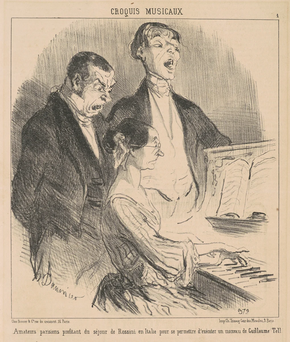 Amateurs parisiens profitant du séjour de Rossini by Honoré Daumier, print, 1852