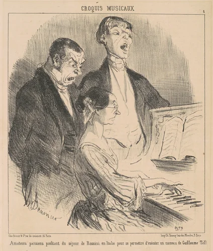 Amateurs parisiens profitant du séjour de Rossini by Honoré Daumier, print, 1852