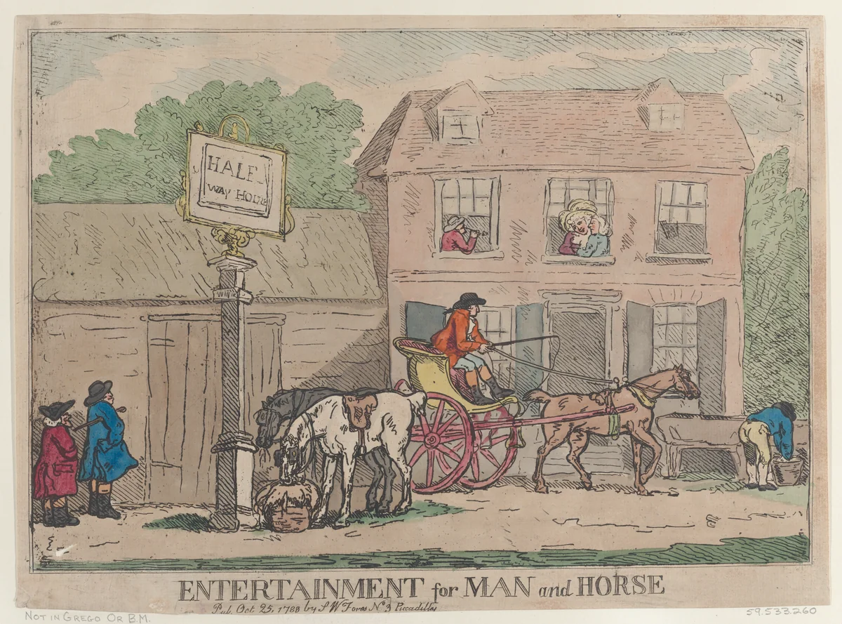 Entertainment for Man and Horse by Thomas Rowlandson, print, 1788