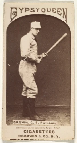 Thomas "Tom" Tarlton Brown, Center Field, Pittsburgh, from the Old Judge series (N172) for Old Judge and Gypsy Queen Cigarettes by Goodwin & Company, photograph, 1887