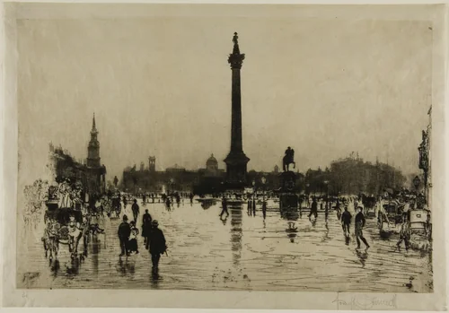 Nelson Monument, Trafalgar Square, London by Joseph Pennell, print, 1887
