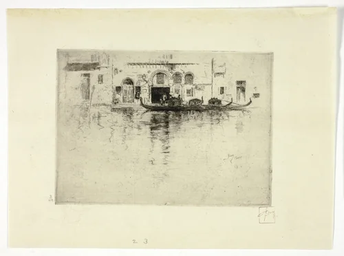 Gondolas and Venetian Palace by Robert Frederick Blum, print, 1880-1885