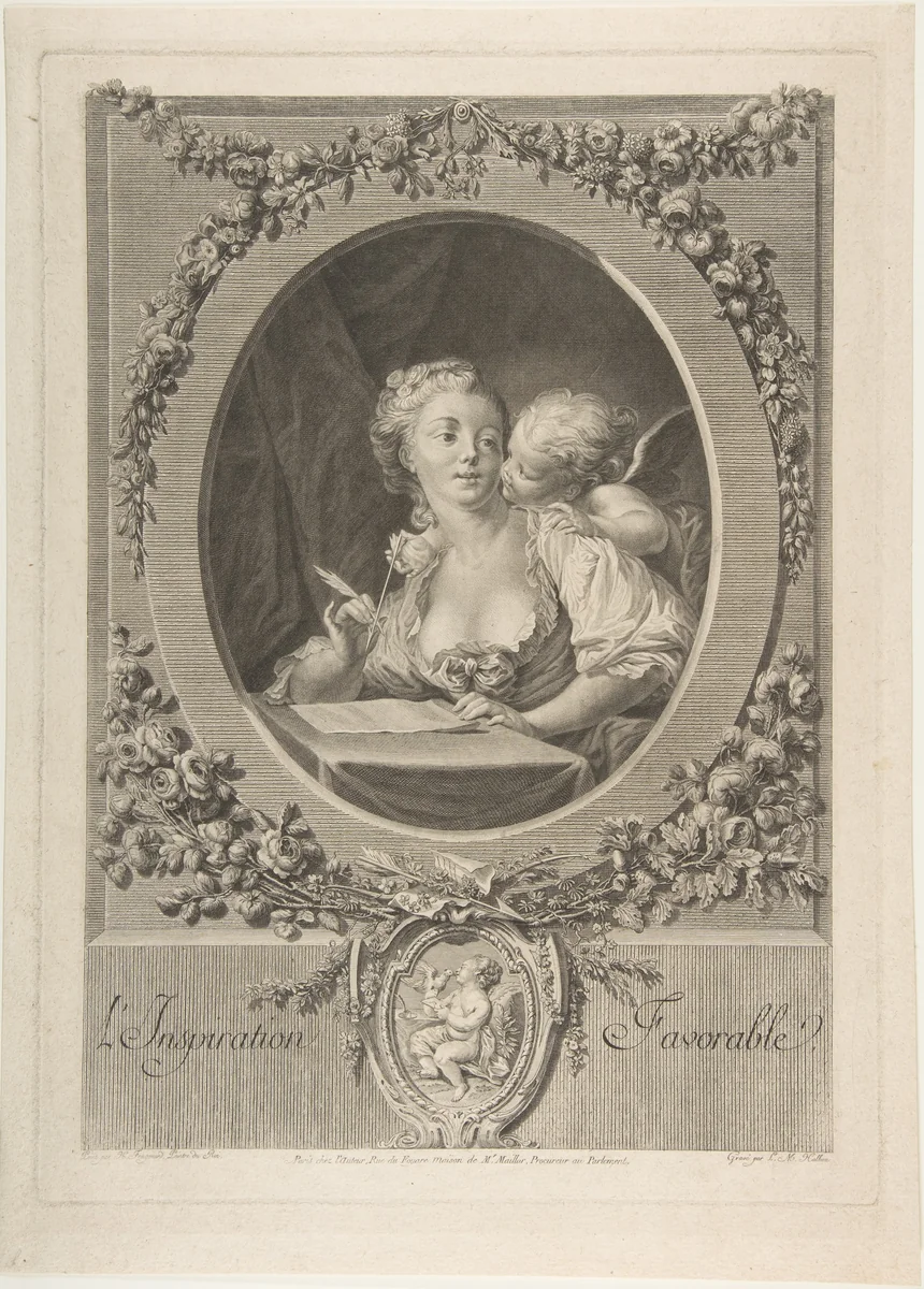 L'Inspiration Favorable by Jean Honoré Fragonard, print, 1745-1806