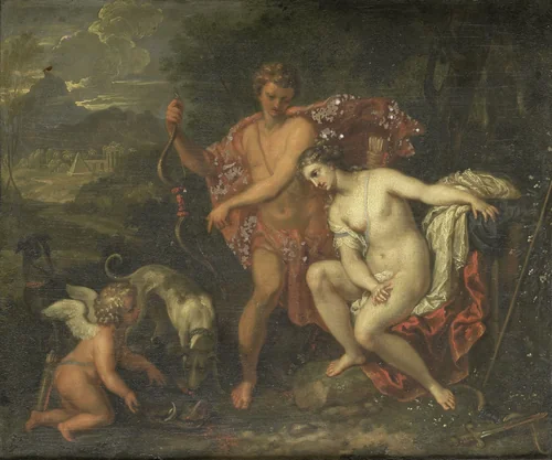 Meleager and Atalanta by anonymous, painting, 1675-1699