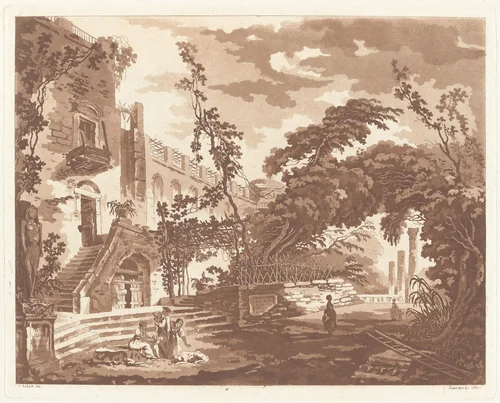 Entrance of the Temple of Serapis at Pozzuoli by Hubert Robert, print, 1767