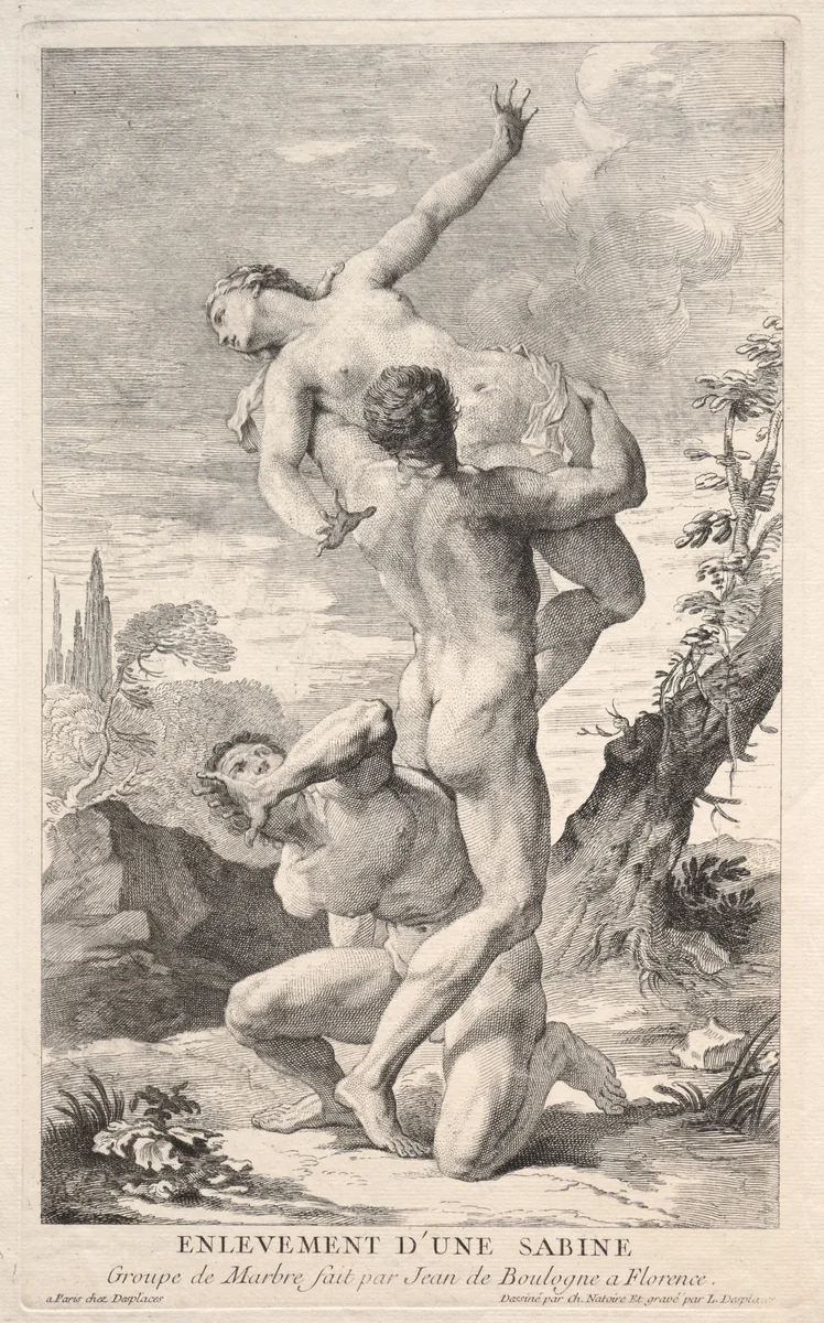 Rape of the Sabines by Louis Desplaces, print, 1700-1739