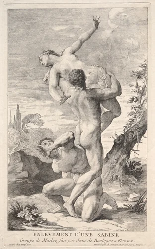 Rape of the Sabines by Louis Desplaces, print, 1700-1739