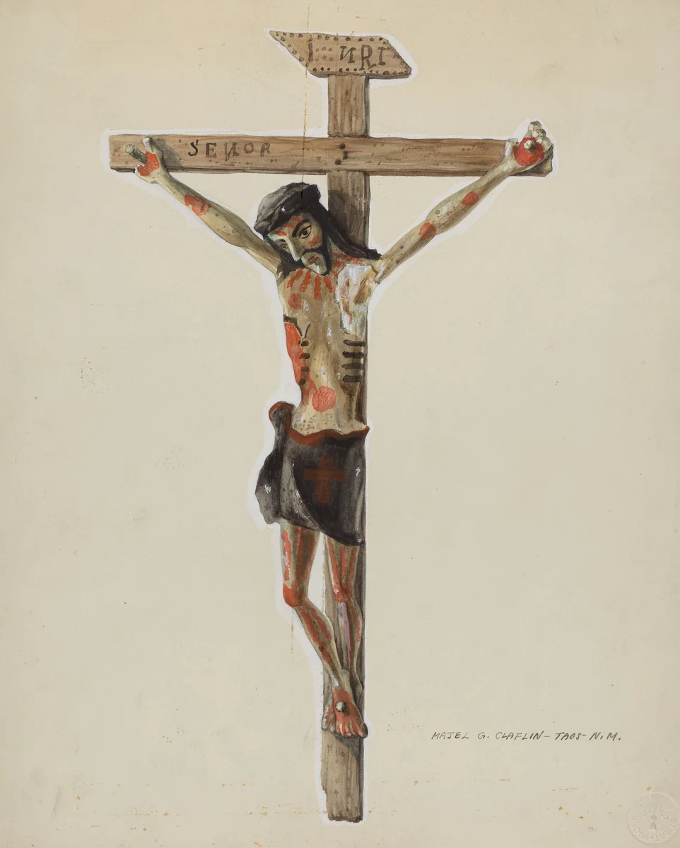 Painted Wooden Crucifix by Majel G. Claflin, index of american design, 1939