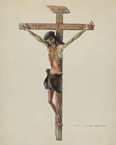 Painted Wooden Crucifix by Majel G. Claflin, index of american design, 1939