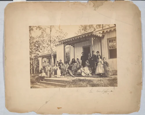 Group on Porch by Egbert Guy Fowx, photograph, 1860-1869