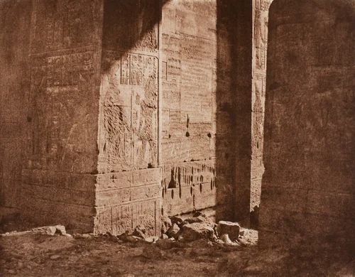 First Pylon - French Inscription Carved on the Eastern Embrasure at Point H, Island of Fila (Philae) by Félix Teynard, photograph, 1851-1852