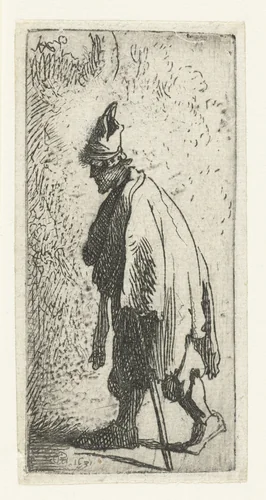 Bedelaar met een stok by anonymous, print, 1631
