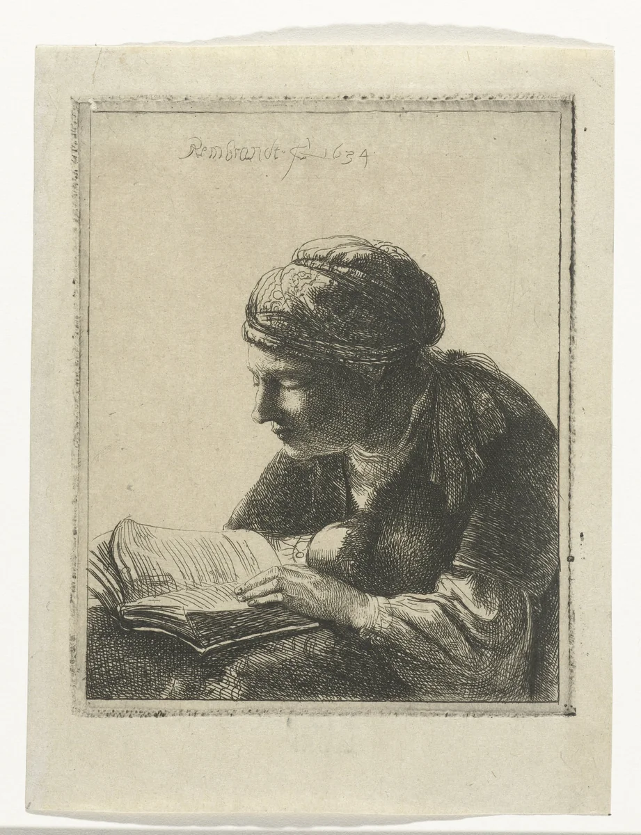 Woman reading by anonymous, print, 1634
