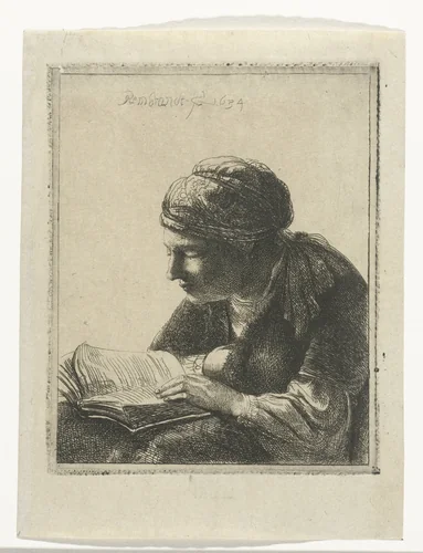 Woman reading by anonymous, print, 1634