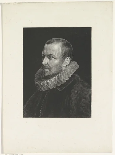 Mannenhoofd met kraag by Johannes van Cuylenburgh, print, 1803-1841