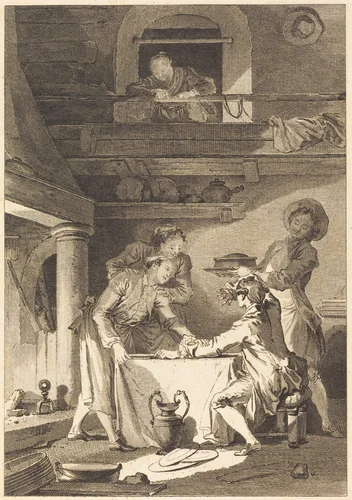 Le pate d'anguilles by Charles Emmanuel Patas; Jean Honoré Fragonard, print, 1744-1802