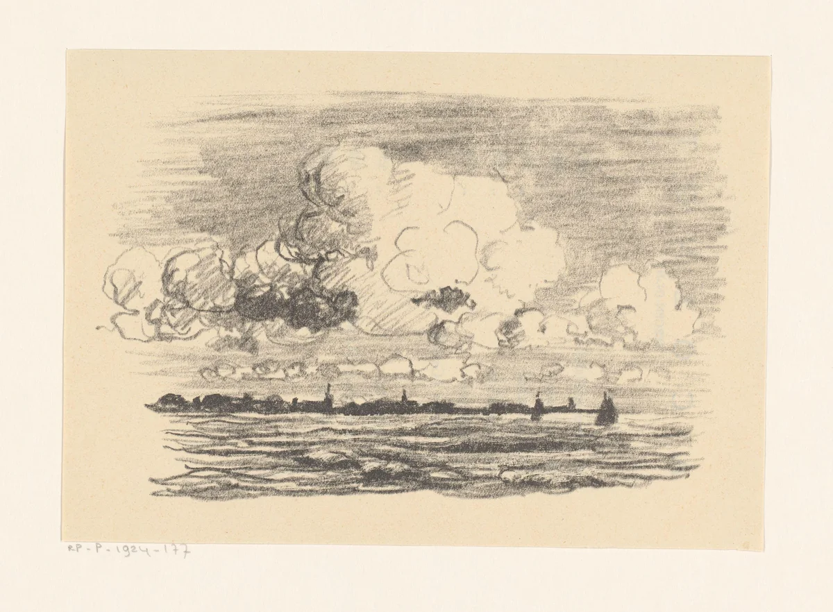 Wolken boven water by Carl August Breitenstein, print, 1921