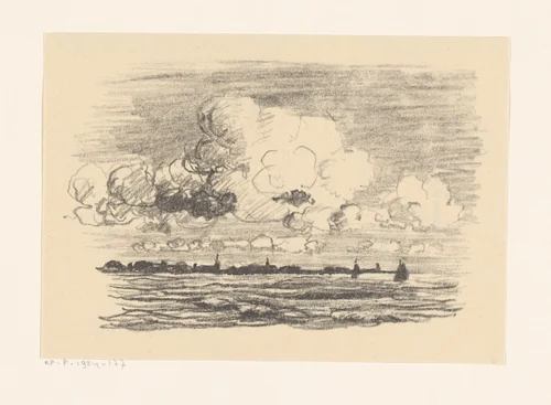 Wolken boven water by Carl August Breitenstein, print, 1921
