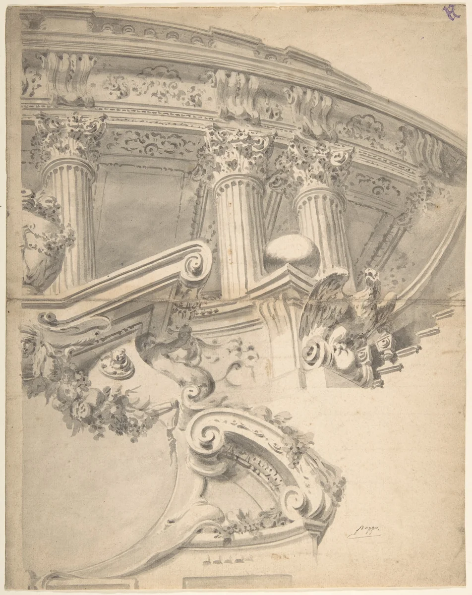 Architectural Capriccio by anonymous, drawing, 1700-1800