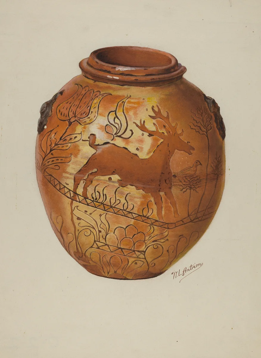 Pa. German Jar by William Antrim, index of american design, 1937