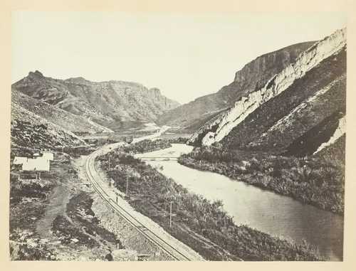 Wilhelmina's Pass, Distant View of Serrated Rocks or Devil's Slide, Weber Canon, Utah by Andrew J. Russell, photograph, 1868-1869