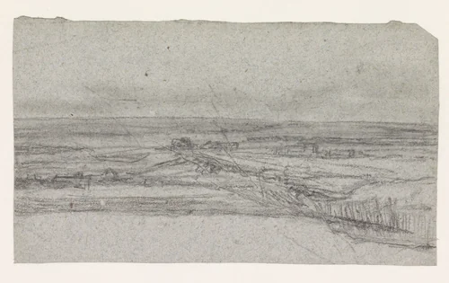 Donker vlak landschap by Georges Michel, drawing, 1773-1843