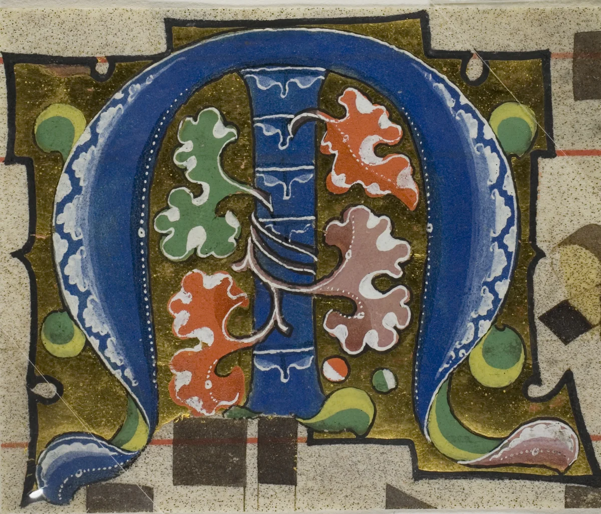 Decorated Initial "M" with Flowers from a Choirbook by Unknown Artist, painting, 1800-1908