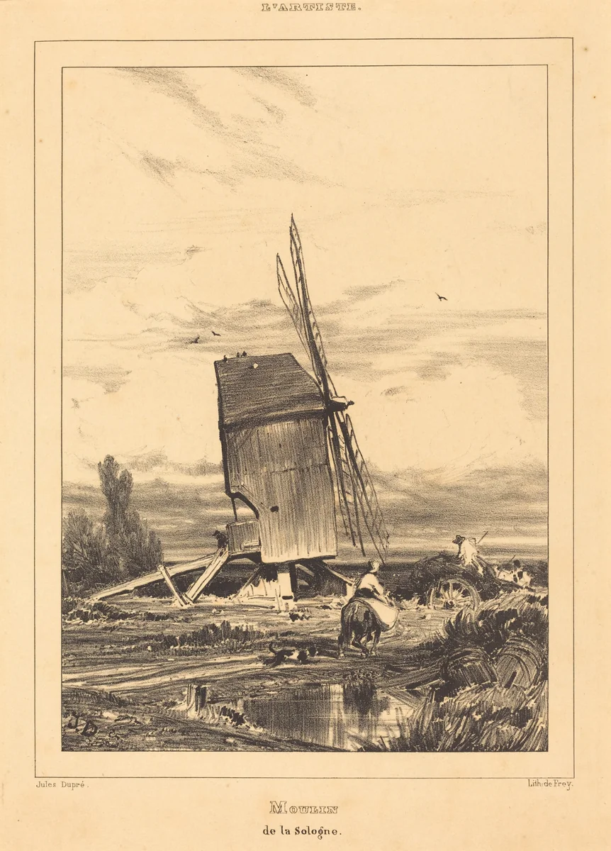 Mill of the Sologne (Moulin de la Sologne) by Jules Dupré, print, 1835