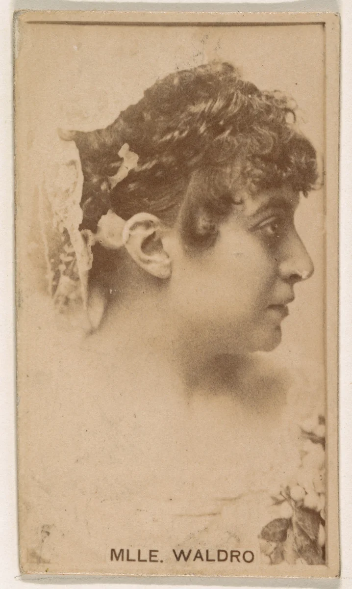 Mlle. Waldro, from the Actresses series (N245) issued by Kinney Brothers to promote Sweet Caporal Cigarettes by Kinney Brothers Tobacco Company, photograph, 1890