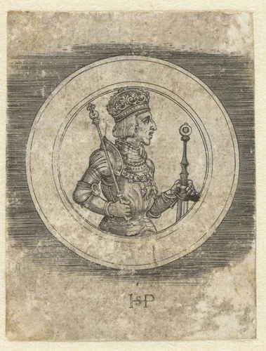 Voorkant van penning met portret van Koning Ferdinand I van Hongarije en Bohemen, ten halven lijve by Unknown, print, 1510-1550