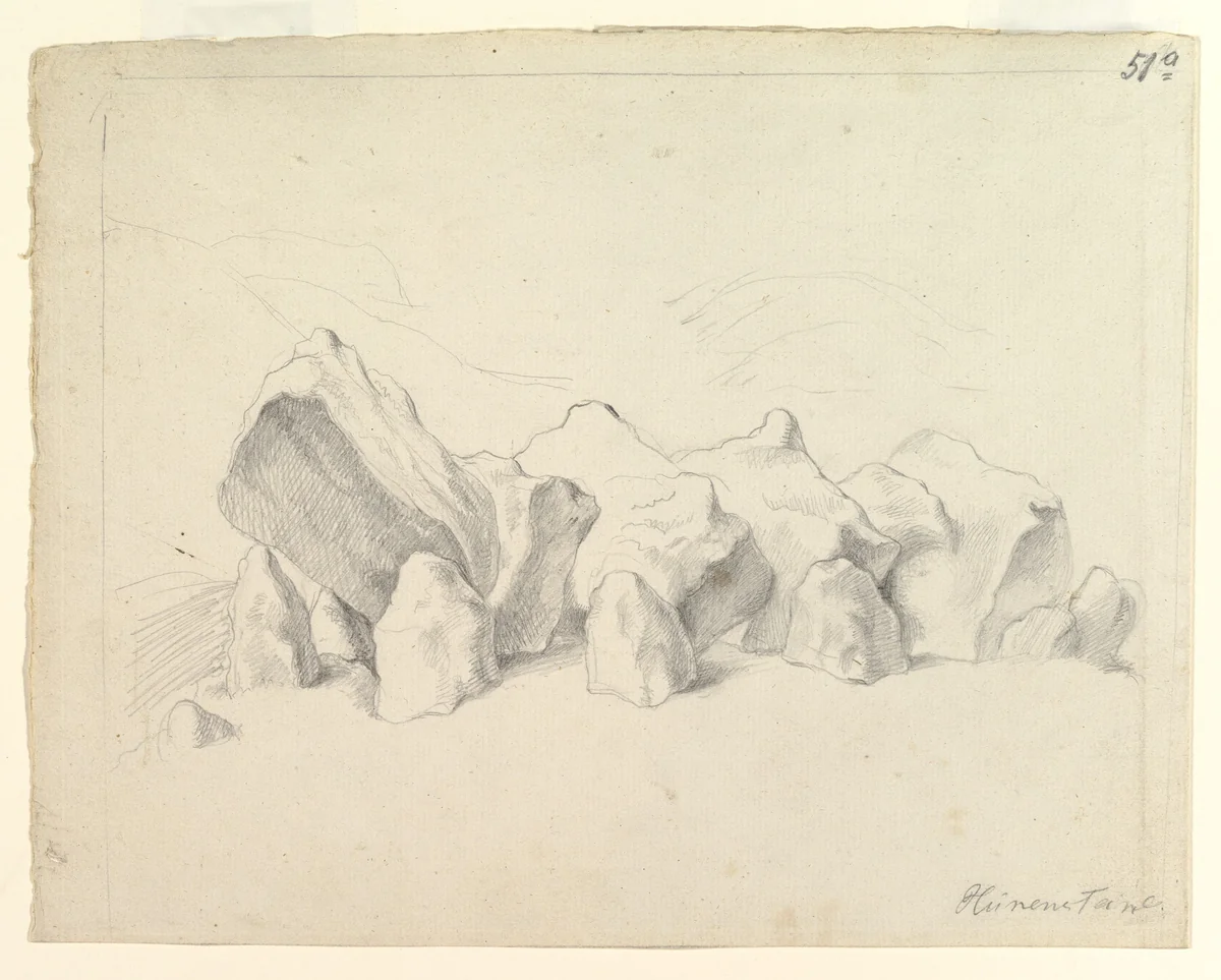 A Prehistoric Stone Circle on a Mound, an Extensive Landscape Beyond by Johann Heinrich Wilhelm Tischbein, drawing, 1765-1829