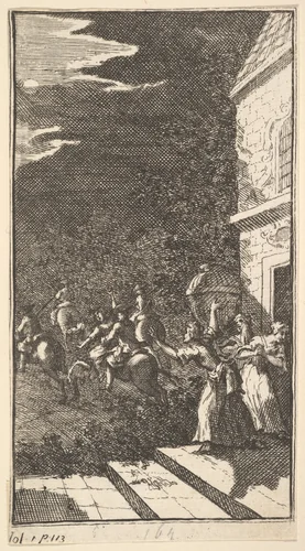 The New Metamorphosis, Plate 3: The Bandits Abduct Camilla by William Hogarth, print, 1723-1724