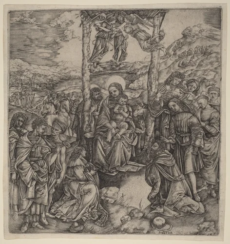 The Adoration of the Magi by Cristofano Robetta, print, 1462-1535